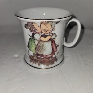 M.J. Hummel Germany Porcelain coffee cup mug white gold rimmed